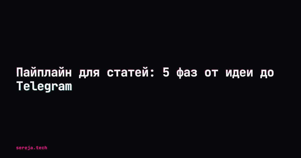 Пайплайн для статей: 5 фаз от идеи до Telegram