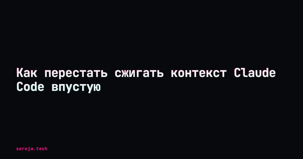 Как перестать сжигать контекст Claude Code впустую