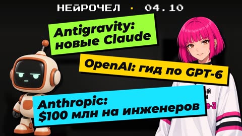 Первый кадр выпуска Нейрочела 04.10: новые Claude в Antigravity, гид OpenAI по GPT-6, $100 млн Anthropic на инженеров.