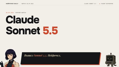 Первый кадр выпуска Нейрочела: заголовок Claude Sonnet 5.5.